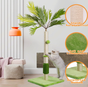 Chen Chen Arbre à chat moderne écologique en bois et corde de sisal, design feuille de palmier, 1-2 niveaux, toutes saisons, pour salon - Product Image 2
