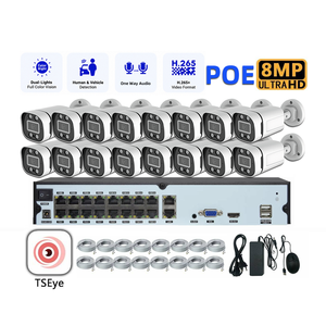 Kit NVR PoE 4K 16 canaux 8MP H.265 avec 16 caméras de surveillance CCTV bullet, étanche IP67, vision nocturne couleur intégrale - Product Image 1