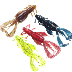 Señuelo de camarón, cebo blando de 10 cm y 10,5 g, paquete de 5 señuelos de pesca artificiales biónicos para lubina, señuelo de pesca de agua dulce - Product Image 1
