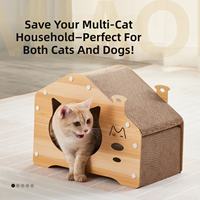 Kinghon Grand Nid à chat d'intérieur en carton ondulé écologique, forme TV, 2 niveaux, mobilier pour animaux de compagnie, petit modèle