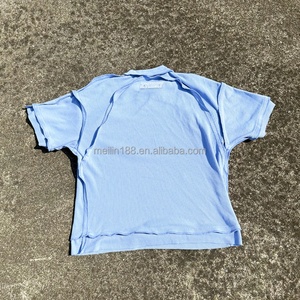 Fabricant de vêtements, chemises à manches courtes en tricot gaufré personnalisées, logo personnalisé, streetwear tendance, chemises en tricot gaufré thermique de haute qualité - Product Image 4