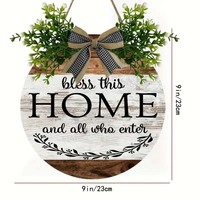 Panneau en bois rond rustique personnalisé « Bénissez cette maison et tous ceux qui y entrent », décoration murale intérieure/extérieure, décoration de maison