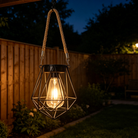 Lanterne solaire géométrique vintage, lampe suspendue de jardin, étanche, LED, lampe décorative d'extérieur pour patio, cour, camping