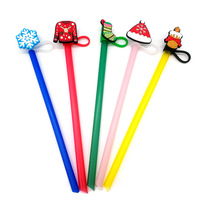 Embouts et couvercles anti-poussière de paille de Noël en silicone mignons personnalisés pour accessoires de bar