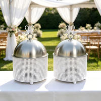 Chauffe-Plat Commercial Blanc/Argent 8L en Acier Inoxydable avec Cadre Perforé pour Buffet d'Hôtel, Mariage et Restauration