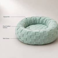 SUREWALHOME Lit rond pliable moderne en sherpa pour chien et chat, apaisant et lavable, pour petits animaux