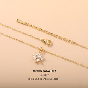 Floral Earrings And Necklace Set Copper Alloy Clavicle Chain Jewelry For Women Gift - Product Image 3