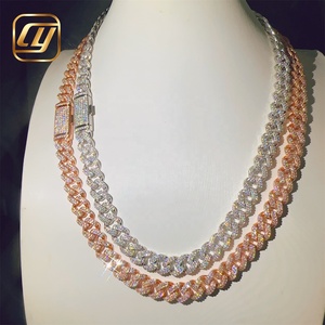 GRA Certificated Hip Hop 925 Sterling Silver 10MM <b>Iced</b> <b>Out</b> VVS Moissanite Diamond Fine Jewelry Cuban Link <b>Chain</b> Necklace - Product Image 1
