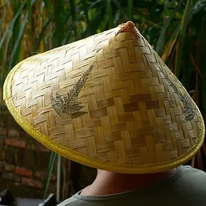 Sombrero de Pescador de Bambú y Ratán <span class=keywords><strong>Retro</strong></span> Chino, Sombrero de Paja Tejido a Mano, Accesorio para Turismo, Baile bajo la Lluvia, Protección Solar - Product Image 4