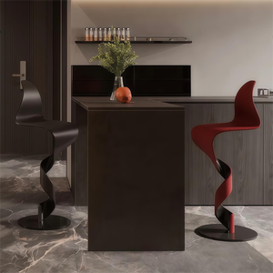 Sgabello Alto di Design Moderno e Artistico per Bancone Reception, in Acciaio Inossidabile con Schienale, Arredamento Casual per <span class=keywords><strong>Bar</strong></span> - Product Image 2