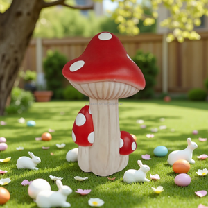 Grands accessoires en forme de champignons en plastique pour la décoration extérieure de jardin, statues de champignons de dessin animé, respectueux de l'environnement - Product Image 2