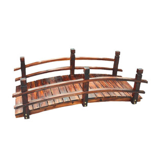 <span class=keywords><strong>Pont</strong></span> de <span class=keywords><strong>jardin</strong></span> en bois carbonisé avec double balustrade - Passerelle décorative extérieure pour bassin de <span class=keywords><strong>jardin</strong></span> et aménagement paysager - Product Image 1