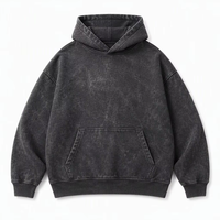 Sudadera con Capucha Vintage Lavada Personalizada al por Mayor con Logo, Sudadera Oversize con Bolsillo Canguro, Estilo Casual Urbano, OEM ODM
