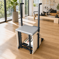 Chaise de Pilates portable et réglable QT en bois de chêne, avec barres, baril et poignées, pour la maison, la salle de sport et le studio, garantie 3 ans
