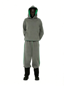 Fabricants de vêtements, sweat-shirt à capuche long à épaules tombantes en polaire unisexe, lourd, uni, pour l'hiver, imprimé floral - Product Image 2