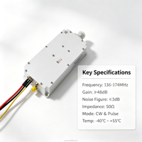 Module amplificateur de puissance RF VHF 136-174 MHz 50W à gain élevé 48 dB, amplificateur de signal avec antenne SMA pour systèmes radio bidirectionnels