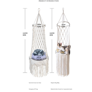Macramé pour chat balançoire rempotage arrangement fait à la main tenture murale chat cage hamac suspendu rotin balançoire lit de <span class=keywords><strong>couchage</strong></span> - Product Image 5
