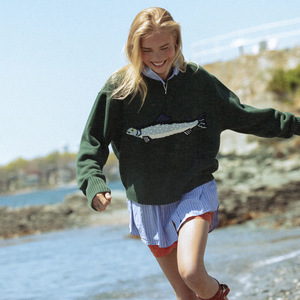 Maglione Casual da <span class=keywords><strong>Donna</strong></span> con Stampa di Pesci in Stile Retrò Americano, Moda Primaverile Europea e Americana 2025 - Product Image 5