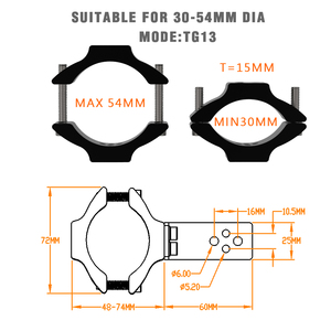 Support de montage pour phare de moto 30-54mm, porte-phare led de 30-54mm DRL, pince à tube de feu arrière <span class=keywords><strong>Chopper</strong></span> Harley Kawasaki, 40w - Product Image 4