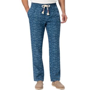 Pantalon décontracté pour homme à imprimé floral, coupe droite, poches latérales et arrière, tissu 100% polyester de poids moyen, coupe régulière confortable, automne - Product Image 1