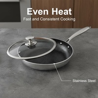 Wajan Goreng Anti Gores Permukaan Sarang Lebah Berbagai Ukuran, Stainless Steel SUS 304, Anti Lengket untuk Makanan Keluarga