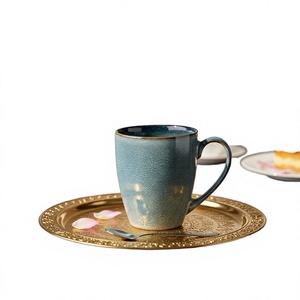 Taza de Café y Té de Cerámica con Esmalte Azul Celeste de Lujo, con Diseño de Estrellas, Apta para Microondas, Portátil, Regalo Empresarial - Product Image 2