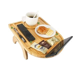 Plateau d'accoudoir de canapé en bambou avec support pour téléphone et compartiment pour gobelet, pour utilisation dans le salon - Product Image 5
