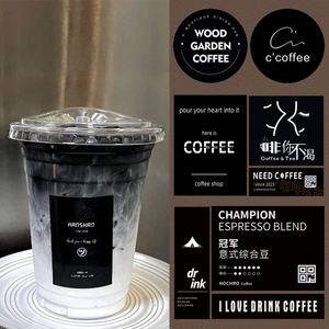 Coffee <b>Cup</b> Sticker logo Customized Beverage Store Takeaway <b>Cup</b> Self-adhesive <b>Disposable</b> Milk Tea Drink Waterproof Label - Product Image 2
