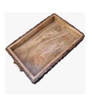 Plateau en bois artisanal haut de gamme, décoratif, pour service et présentation, idéal pour la maison, la table à manger, le comptoir à café, l'entrée et la collection.