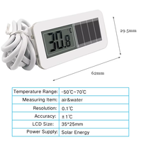Termometer Digital LCD Tenaga Surya dengan Probe Eksternal untuk Kulkas dan Akuarium Ikan