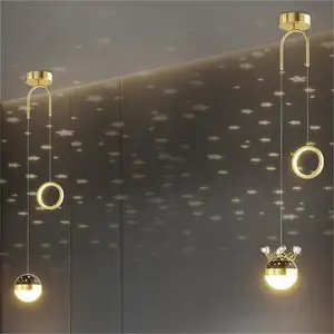 Simple creative crown full of stars living room LED chandelier romantic exquisite bedroom bedside pendant light