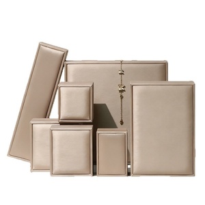 High-end Square PU Leather Jewelry Box with <b>LED</b> <b>Lights</b> for Rings Necklaces Earrings Display in Stock - Product Image 1