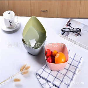 Bol à fruits carré en plastique pour la cuisine, le stockage de salades et de collations, avec design moulé - Product Image 1