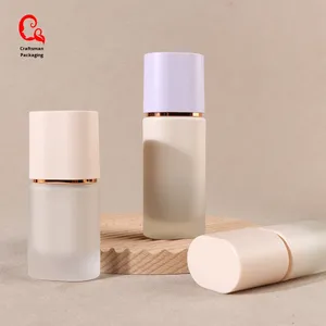 Venta al por mayor de botellas de perfume de vidrio esmerilado con bomba de 30 ml y 15 ml, color piel, fabricadas en China. - Product Image 3