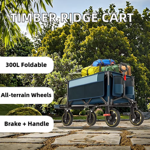 TIMBER RIDGE XXXL Alloy Steel 300L 136kg Load Capacity Folding Wagon Brake Tailgate Hand <b>Cart</b> Side Pocket Cup Holder <b>Cart</b> - Product Image 4