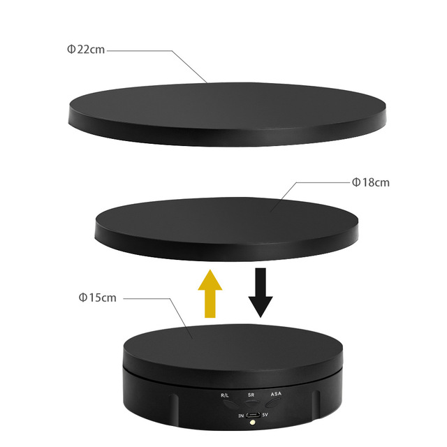 Hot Sell 15/18/22cm 3 in 1 360 Degree Electric Turntable With Remote Control Rotating Display Photography Turntable