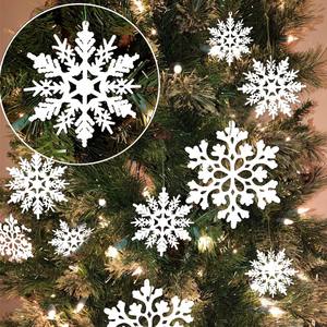 36 Snowflakes Custom High Quality Felt <b>Hanging</b> <b>Christmas</b> <b>Tree</b> Ornaments Glowing White - Product Image 5