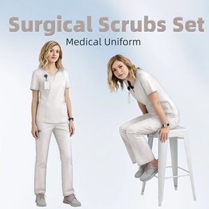 Women's Medical Scrub Suits Split Set Moisture Wicking Woven Fabric Hospital Uniforms For Nurses Doctors European American Style - Product Image 4
