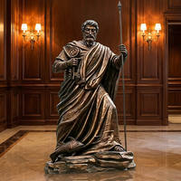 Statue classique masculine figurative en bronze – Sculpture hellénistique moulée à la cire perdue avec piédestal orné – Sculpture en bronze