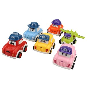Cartoon Emoji Pullback Toy Cars 6pcs Plastic Friction Vehicle For Kids Birthday Cake Decoration - Product Image 5