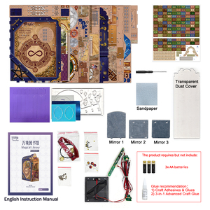 Kit de maison de poupée miniature LED DIY en bois écologique, thème Bibliothèque Magique, pour Noël et Halloween saisonniers - Product Image 5