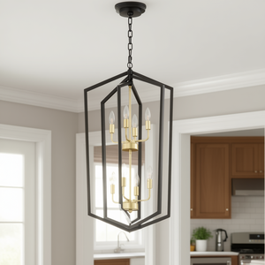 Lámpara Colgante Moderna Estilo Rústico, Lámpara de Techo de Metal Negro con Bombillas E12, Lámpara Colgante de Hierro para Cocina o Entrada - Product Image 2