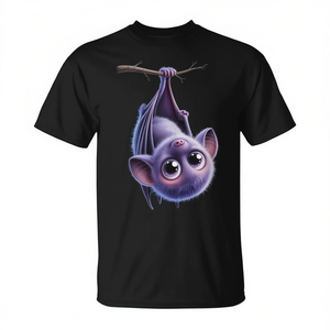 Camiseta Unisex con Estampado Digital de Murciélago Kawaii Volteado, Cuello Redondo, Manga Corta, Promocional - Product Image 2