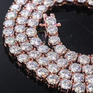 נוויה נוויה נוצצת vvvvs missanite שרשרת 925 כסף ורד מצופה זהב שרשרת טניס יהלומים - Product Image 5