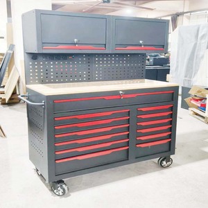 Armoire à outils roulante populaire, poste de travail de garage modulaire avec plan de travail en bois, éclairage LED, robuste, en acier laminé à froid, OEM ODM, 200 kg - Product Image 5