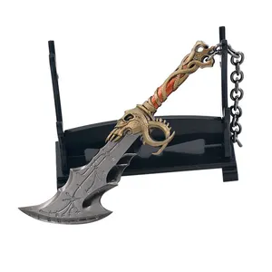 Zinc Alloy All Metal Small Toy Sword God of War Kratos Chaos Blade keychain 13cm 54g