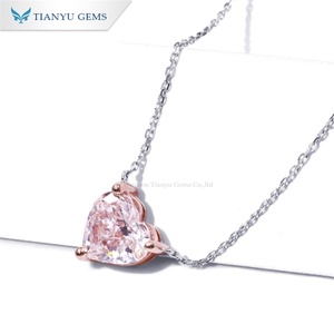 เครื่องประดับ Tianyu อัญมณีสีชมพูรูปหัวใจประดับเพชรพร้อมสร้อยคอจี้วัสดุทองคำขาว14K - Product Image 5