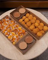 Nouvelle boîte en carton à deux compartiments avec couvercle pour gâteaux, crêpes, biscuits, desserts et sauces, avec séparateurs, pour l'emballage et la restauration