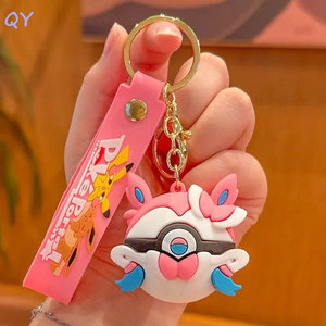 QY Rubber pocket monster Ball <b>Key</b> Chain Anime <b>Key</b> <b>Ring</b> Collectible Bag Charm <b>Car</b> Hanging Ornament - Product Image 5