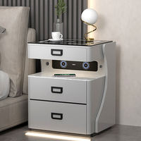 Nouvelle table de chevet moderne en forme de robot, de haute qualité, intelligente, sécurisée, multifonctionnelle, luxueuse, en bois, avec éclairage LED sans fil